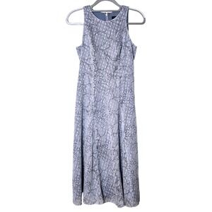Banana Republic Dress Size 0 Sleeveless Floral Print Midi‎ Fit & Flare Blue